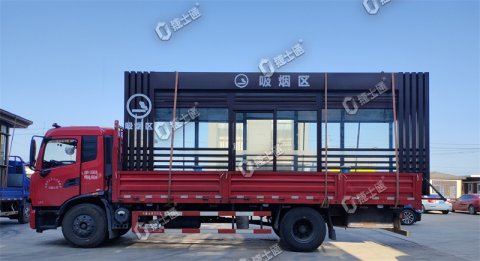 吸煙亭3*7米裝車(chē)發(fā)貨了，這么大的亭子是如何發(fā)走的呢